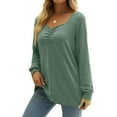 thumbnail image 4 of XFLWAM Womens Long Sleeve Shirts Sweetheart Neck Tunic Tops Trendy Fall Clothes Green M, 4 of 8