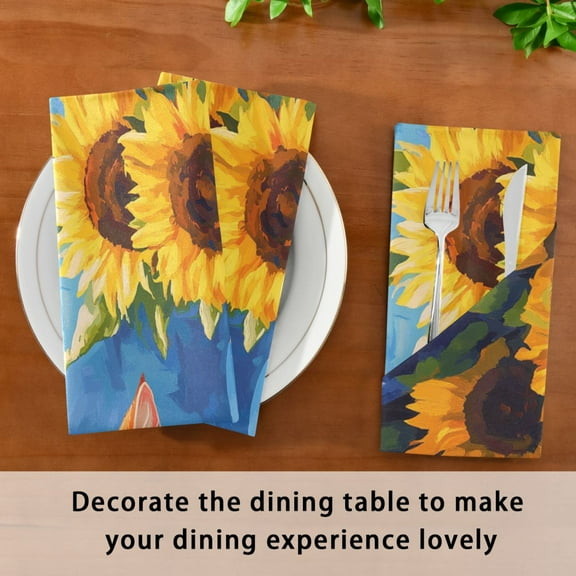 Satin Native Fab Cotton Dinner Napkin Sunflower Dreams Reusable
