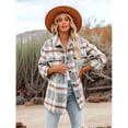 thumbnail image 4 of Chaqueta de Franela A Cuadros para Mujer, Ideal para Otoño Camisa de Larga con Botones y Bolsillos Laterales Gris XL, 4 of 9