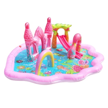 Banzai Mermaid Lagoon Inflatable Splash Park with 3 Mermaid Dolls for Ages 3 