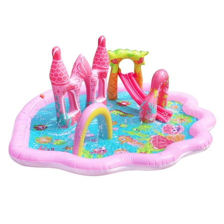 Banzai Mermaid Lagoon Inflatable Splash Park with 3 Mermaid Dolls for Ages 3+