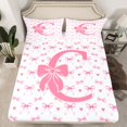 thumbnail image 2 of Homewish Initial Alphabet D Girl 3pcs Twin Sheet Sets,Kawaii Pink Bowtie Twin Fitted Sheet,Dreamy Princess Breathable Flat Sheet,Super Cozy Room Decor, 2 of 7