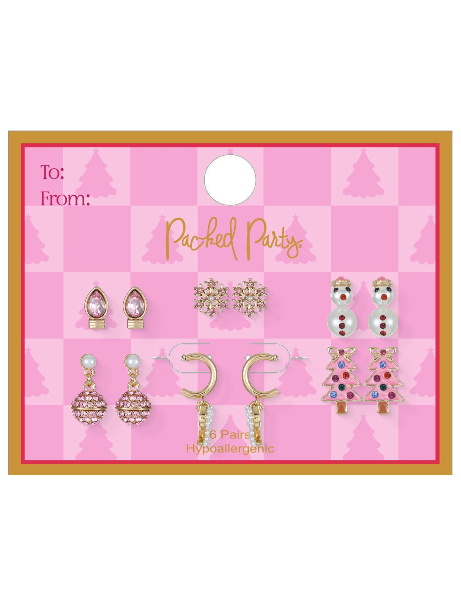 Packed Party Pink Christmas Earring Set