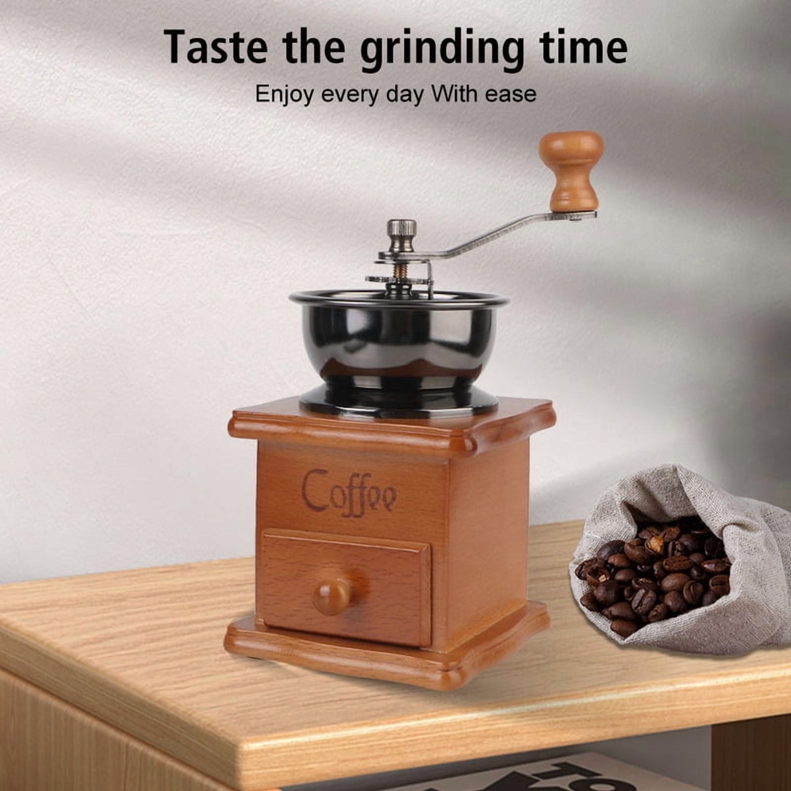 Retro Style With Ceramic Millston Spice Burr Mill Coffee Manual Coffee Bean Grinder Utensils Stainless Steel Handle Mini Wooden