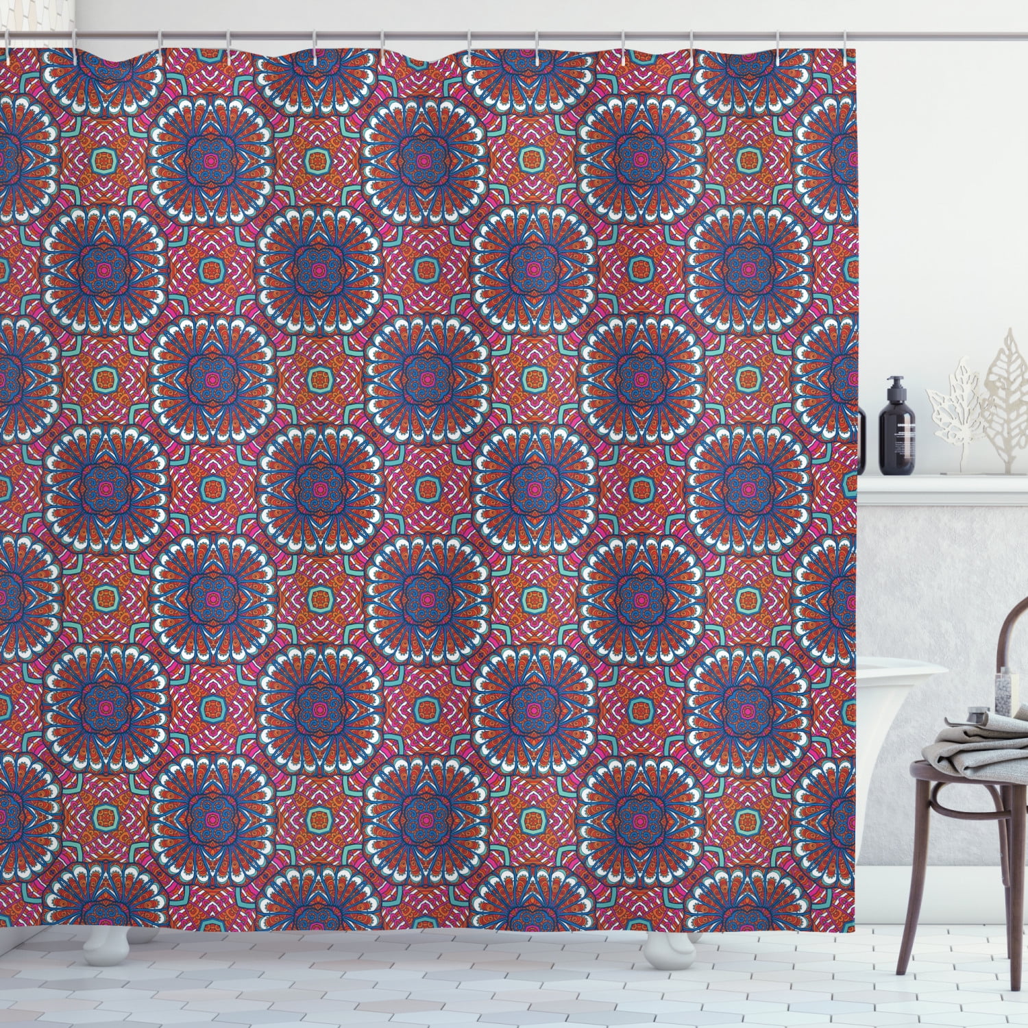 Ethnic Pattern Print Bathroom Shower Curtain