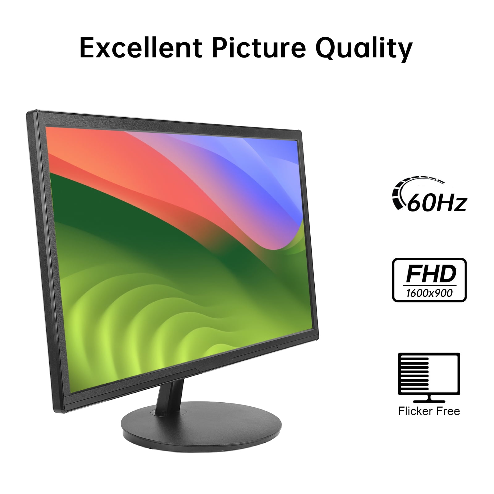 20 Inch Computer Monitor, 1600 x 900 HD Desktop Monitor with HD-MI & VGA Ports, 60Hz LED Monitor for PC, Laptop, VESA Mounting, BlueLight Filter & Flickerless Technology, for Work Office Home