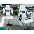 thumbnail image 2 of NORTHCAPTAIN Premium Pontoon Captain's Chair High Back Reclining Pontoon Bucket Boat Seat with Armrests and Adjustable Headrest,White/Navy Blue, 2 of 5