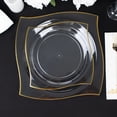 thumbnail image 6 of Balsa Circle 10 Square Clear 10" Disposable Salad Plastic Plates Wavy Gold Trim Party Events Tableware Decorations, 6 of 8