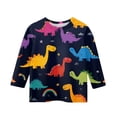 thumbnail image 2 of Abcomgle Kids 3/4 Sleeve Shirt Girls 10-12 Trendy Dinosaur Graphic Crewneck T-Shirts for Kids Girls Summer Basic Girls Tops Cotton Blouses for Girls,Turquoise,5-6Years, 2 of 4