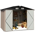 thumbnail image 5 of Sunmthink 6 x 8 ft Outdoor Metal Storage Shed with Double Lockable Door, Brown, 5 of 9
