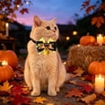 thumbnail image 3 of Yellow Pumpkin Print Detachable Ribbon Pet Collar Bow Jingle Bell Cat Small Dog Halloween Decor, 3 of 4
