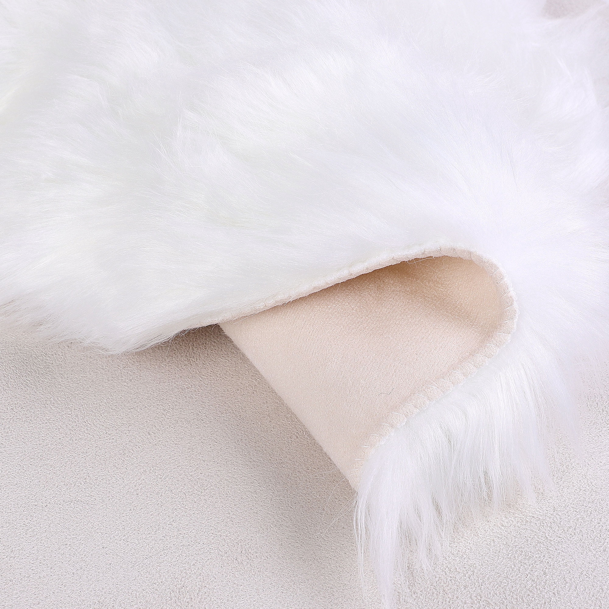 Unique Bargains Artificial Animal Wool Soft Faux Fur Sheepskin Plush Area Rug White 2x2 Feet Round