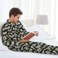 thumbnail image 6 of Fuzoiu Dollar Print Men's Long-Sleeved Pajama,Lounge Button Down Nightwear,Mens Notch Collar Pajama Set -Medium, 6 of 7