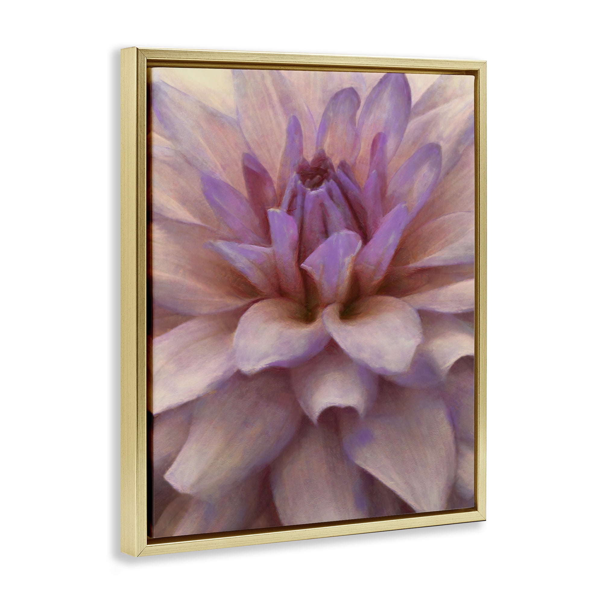 Stupell Industries Purple Dahlia Petals Botanical & Floral Painting Gold Floater Framed Art Print Wall Art, 17 x 21