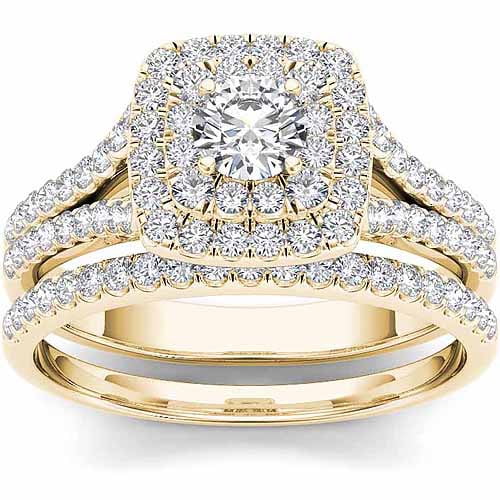 Imperial 1 Carat T.W. Diamond 10kt Yellow Gold Double Halo Split Shank Engagement Ring Set by Imperial Jewels
