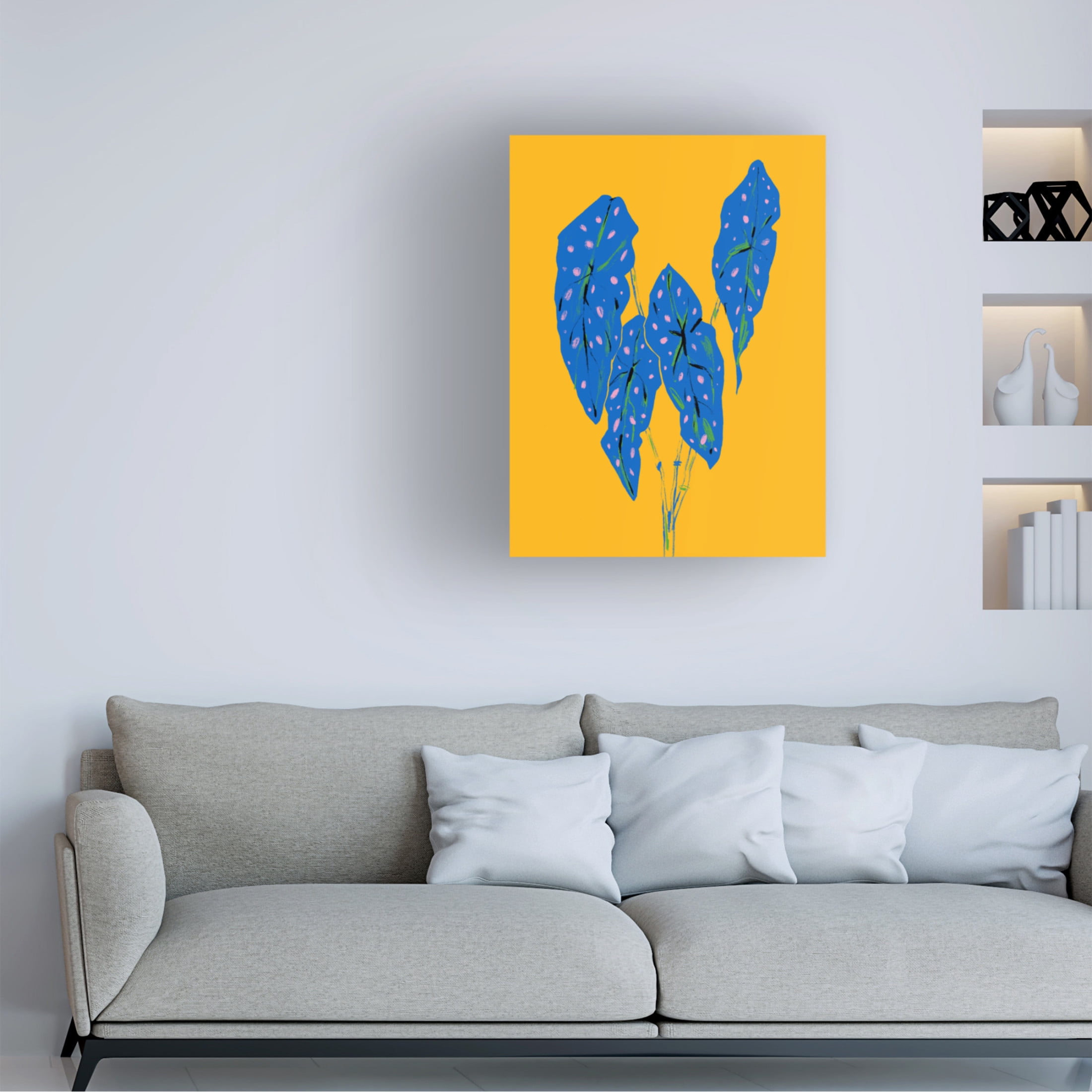 Trademark Fine Art Francesco Gulina Begonia Maculata Blue and Yellow Canvas Wall Art