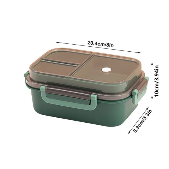 Bento Lunch Box Adult Microwave-Safe Double-Layer Sealed Compartment Design 20.4 cm x 14.5 cm x 8.3 cm Plastic Food Container