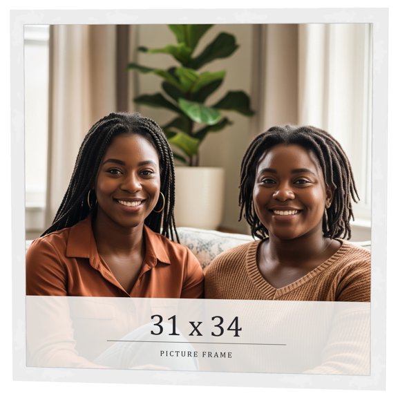 31x34 Frame White Real Wood Picture Frame Width 0.75 inches | Interior Frame Depth 0.5 inches |
