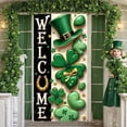 thumbnail image 3 of Green Theme St. Patrick's Day Banner Clover Pattern Backdrop Horseshoe Design Gold Coin Accent Lucky Banner for St. Patrick's Day Party Celebration Indoor Decoration, 3 of 9
