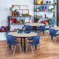 thumbnail image 2 of Regency Kee 48" Round Height Adjustable Classroom Table - Maple & 4 Andy 12-in Stack Chairs- Navy Blue, 2 of 6