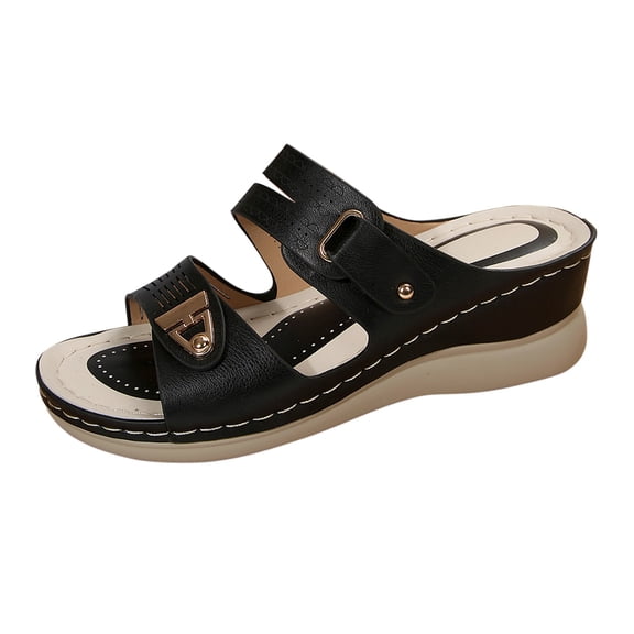 NOKIO Clearence Women’s Single-Stitch Wedge Sandals Orthopedic Beach Footwear Thick Sole Non-Slip Design Arch Support Lightweight Summer Outdoor Shoes