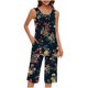 thumbnail image 2 of Conjunto de Verano para las Mujeres Casual Impreso sin Mangas Cuello Redondo Y Pantalones Recortados de Dos Piezas, 2 of 6