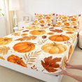thumbnail image 3 of Manfei Farmhouse Pumpkin Fitted Sheet Full,Autumn Leaf Print Bed Set,3pcs,1 Fitted Sheet and 2 Pillowcases, 3 of 6