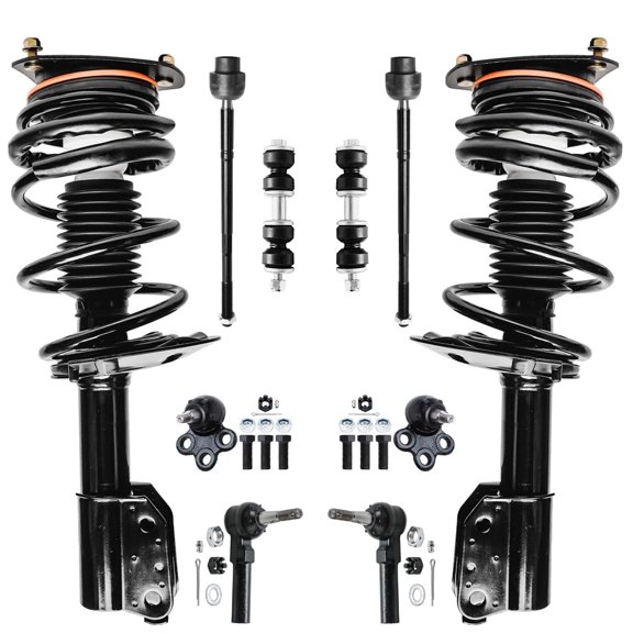 Detroit Axle - Front 10pc Suspension Kit for Buick Allure Century Regal Lacrosse Chevrolet Impala Monte Carlo, Lower Ball Joints Struts w/Coil Spring Sway Bars Tie Rods Replacement