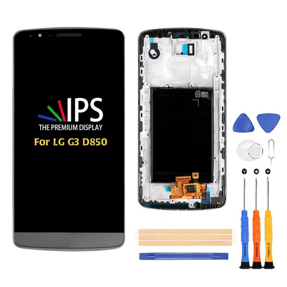 Compatible avec Écran LCD LG G3 D850 de Remplacement, pour LG G3 D850 D851 D855 VS985 LS990 Kit de Réparation de Panneau LCD, avec Outils + Noir avec Cadre