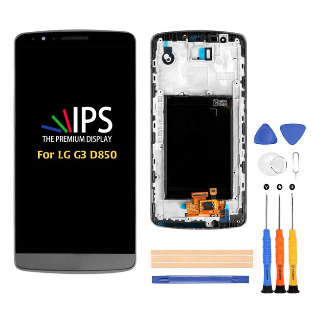 Compatible with LG G3 D850 LCD Display Screen Replacement,for LG G3 D850 D851 D855 VS985 LS990 Display LCD Panel Repair Parts Kit,with Tools + Black with Frame