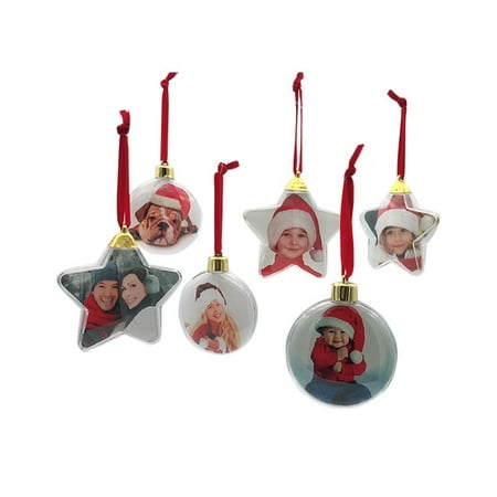 Cool Christmas Ornaments Diy Clear Plastic Xmas Tree Hanging Picture Frame Ornament DIY Christmas Holiday Party Valentine's Day Decorations ()