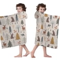 thumbnail image 4 of Beige Christmas Forest Animal Pattern Hooded Bath Towel，50"x30" for Ages 3 To 12 Kids, Quick Dry Lightweight Soft Microfiber Hood Beach Towel Cover Up for Kids, 4 of 7