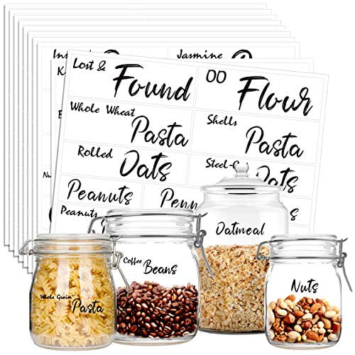 Hebayy 231 Pcs Clear Pantry Labels Set for Kitchen Restaurant Storage Organization Water Resistant with 7 Sizes Customizable Stickers for Food ...