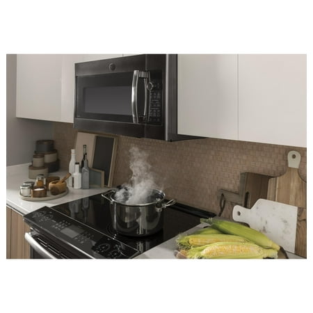 GE Profile - 1.7 Cu. Ft. Convection Over-the-Range Microwave with Sensor Cooking - Black stainless steel