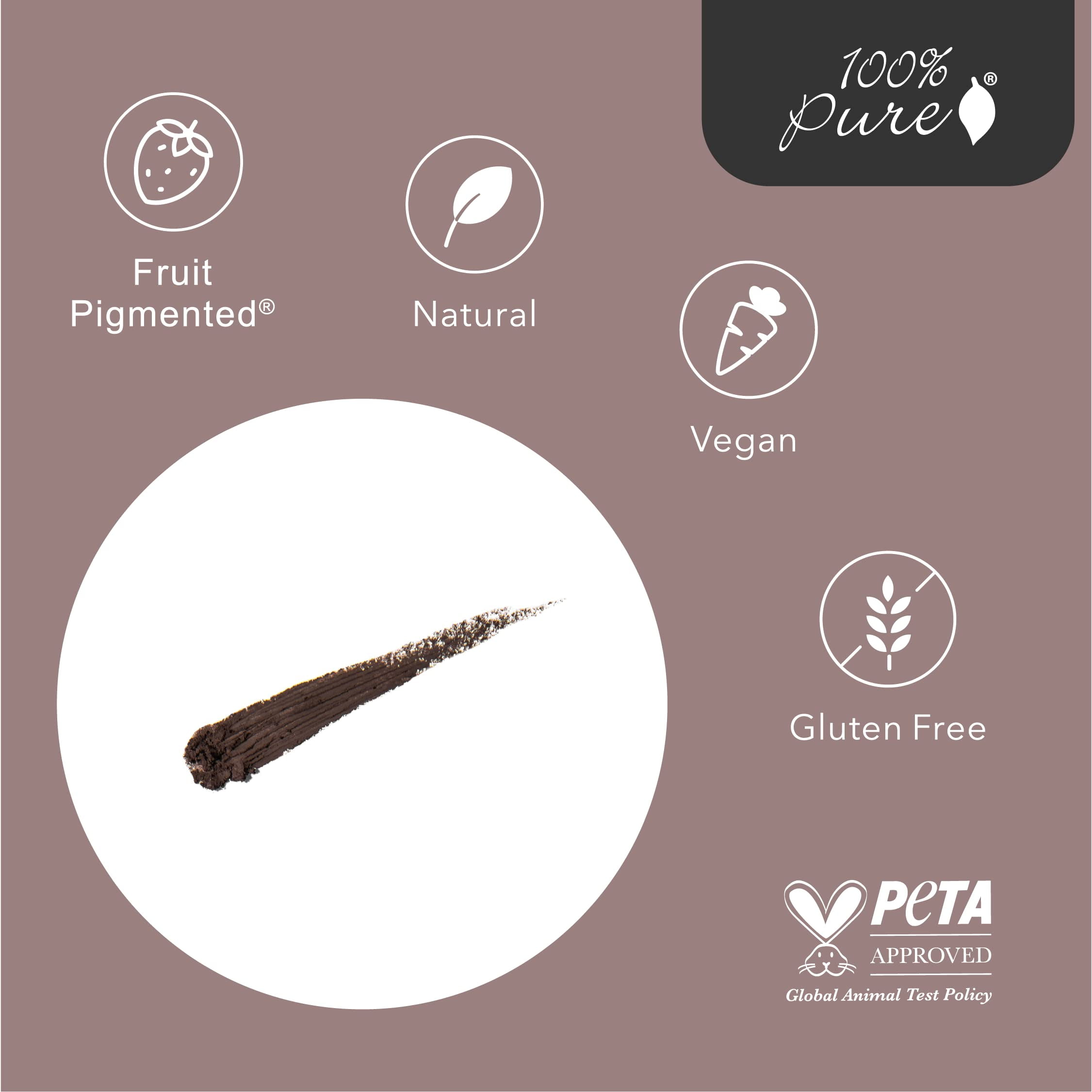 100% PURE Creamy Long Last Eye Liner Pencil - Long-Lasting, Natural & Easy to Apply Antioxidant-Rich Vegan Eye Makeup for All Skin Types - Fruit Pigmented Color Dark Cacao (Deep Brown) - 0.14 oz