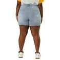 thumbnail image 4 of MODA NOVA Juniors' Plus Size Denim Shorts Raw Hem Casual Shorts 4X Sky Blue, 4 of 6