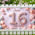 thumbnail image 7 of Colorful Theme Sweet 16 Birthday Banner Balloon Decoration Photo Prop Celebration Banner for Birthday Party Kids Party Indoor Decoration, 7 of 7