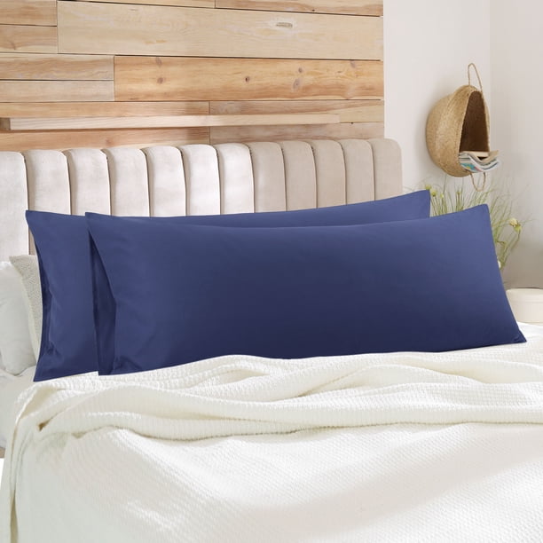 PiccoCasa 2Pcs Fundas de Almohada de Cuerpo, Cubiertas de Almohada de Microfibra, Reina Azul Marino