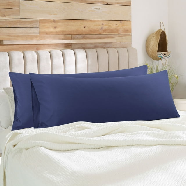 PiccoCasa 2Pcs Body Pillowcases Microfiber Pillow Covers, Queen Navy Blue