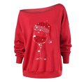 thumbnail image 2 of Camisas Navideñas Para Mujeres Tops de Manga Larga Moda Shew Collar Impresión de Otoño Blusa Suelta Con Hombros Descubiertos Odeerbi ODB195837, 2 of 5