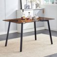 thumbnail image 2 of Modern Minimalist Tea Brown Glass Dining Table, Tempered Glass Top, Black Metal Legs, Kitchen/Dining/Living Room, 51"*31.5"*29.5", 2 of 17