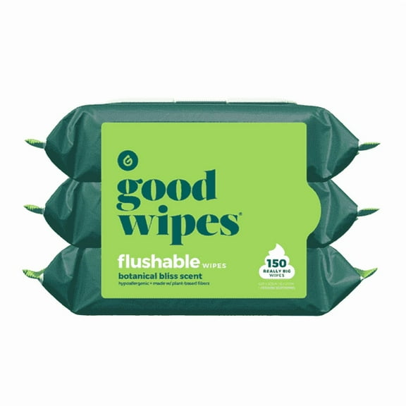 Goodwipes Flushable Butt Wipes, Botanical Bliss Scented, 12 Pack, 600 Total Wipes