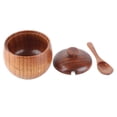 thumbnail image 1 of Tarro de madera maciza para especias, azucarero con cuchara y tapa para utensilios de cocina, 1 ud., 1 of 14