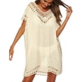 thumbnail image 3 of Cogild Bathing Suit Cover Ups Swim Cover ups for Plus Women Batwing Sleeves Beachwear Beige, 3 of 5