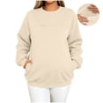 thumbnail image 3 of Yeaiivve Women's Maternity Nursing Sweatshirts Front Hidden Zipper Breastfeeding Pullover Oversized Crewneck Loose Pregnancy Sweatshirt with Pocket Beige,S, 3 of 9