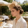 thumbnail image 6 of Qiopertar Vintage Fascinator Hat, Mesh Ribbons Feathers Headband Clip, Tea Party Wedding Cocktail Headwear for Women Girls, Rose Gold, 6 of 6