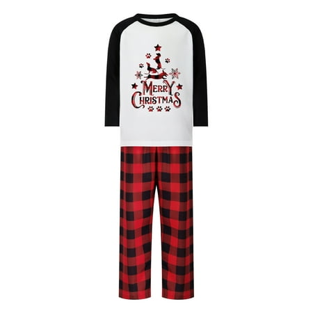 

Family Matching Christmas Pajamas ClawLetter Print Sleepwear Outfits