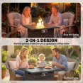 thumbnail image 3 of 28 Inch Propane Fire Pit Table, 40,000 BTU Square Rattan Gas Fire Table with Lava Rocks, Black PE Wicker Outdoor Coffee Table for Patio, Garden and Backyard Social Gatherings, 3 of 7