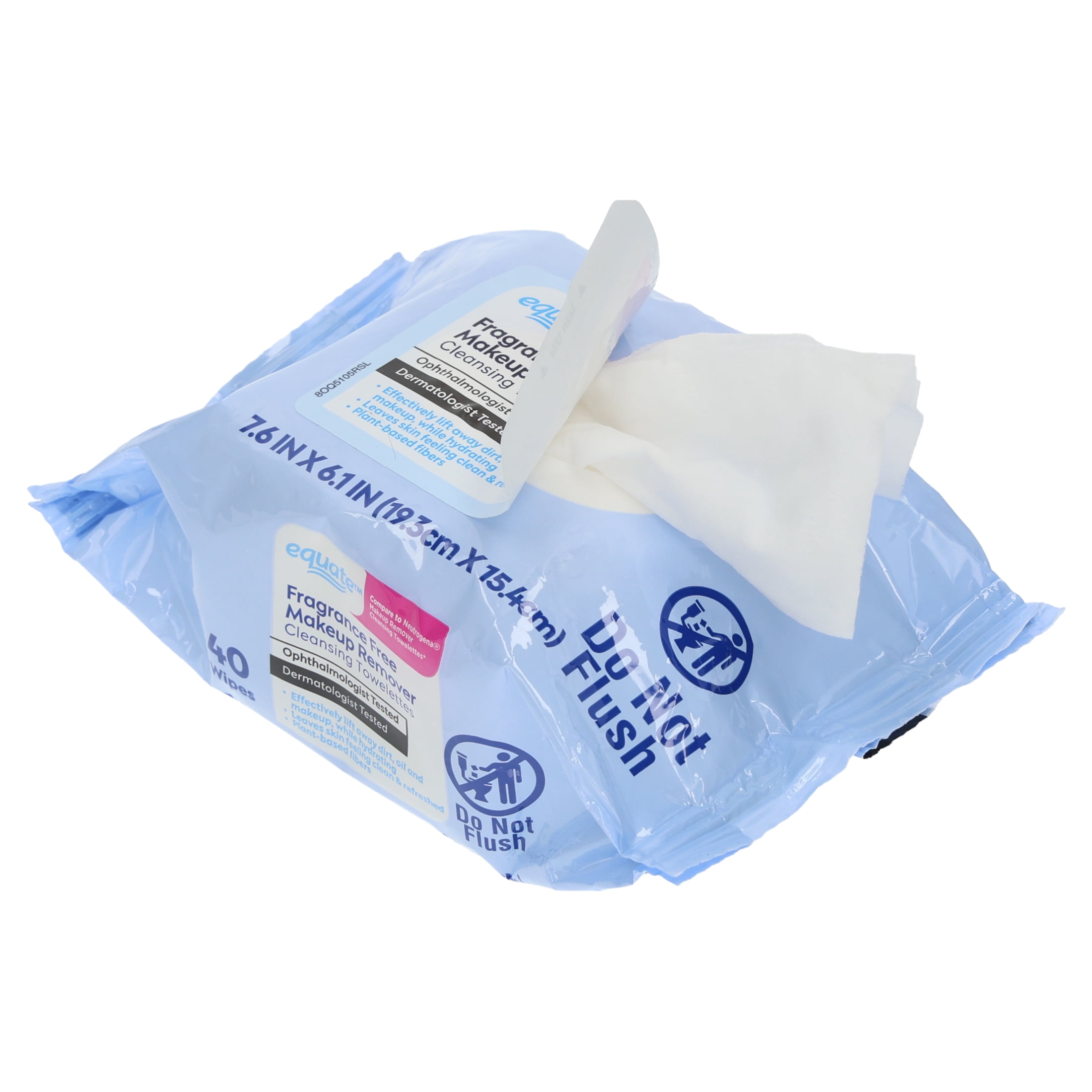 (6 pack) Equate Fragrance Free Makeup Remover Cleansing Towelette, 40 Count