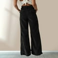 thumbnail image 6 of ibiyuan Corduroy Pants Women Wide Leg Corduroy Pants for Women Casual Work Pants Straight Leg Elastic Waist Solid Color Harem Pants with Pockets,Black, 6 of 6
